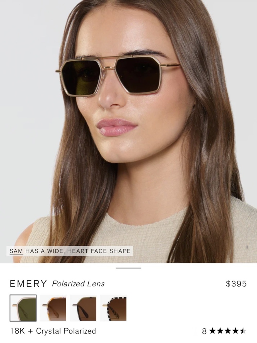 KREWE Hexagonal Gold Frame Sunglasses Emery Tortuga Unisex - Picture 7 of 8